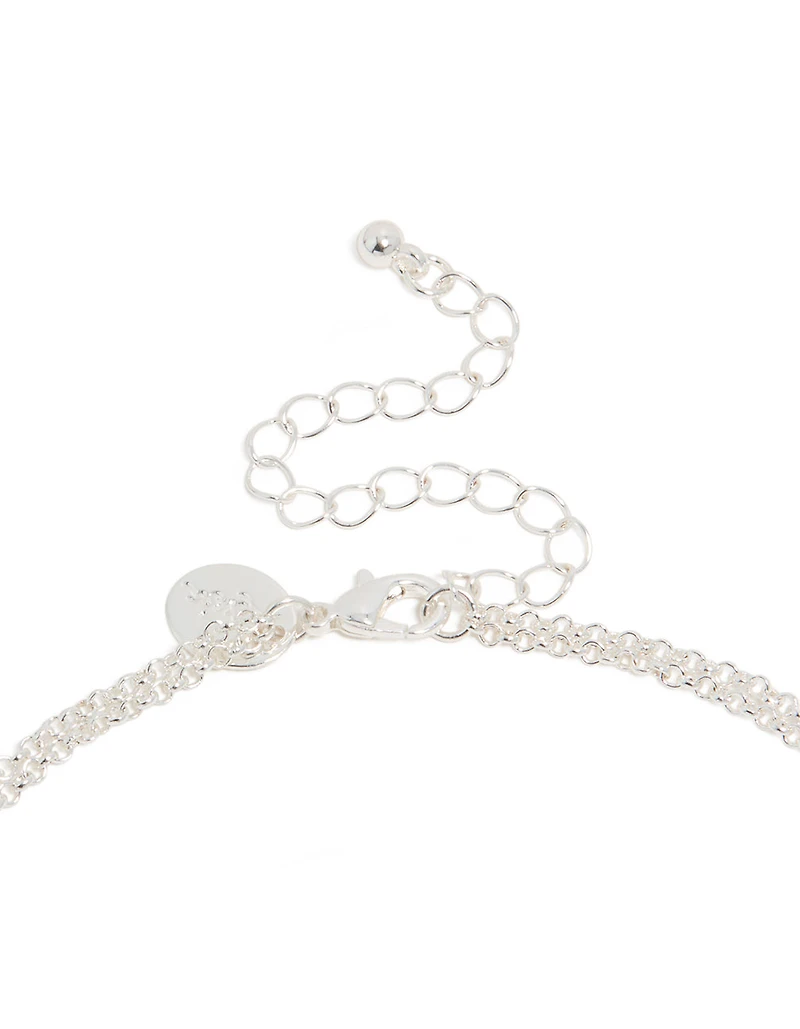 Collier pendentif en croix en zircone cubique plaqué argent