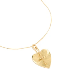 Collier en croix de cœur en zircone cubique plaqué or