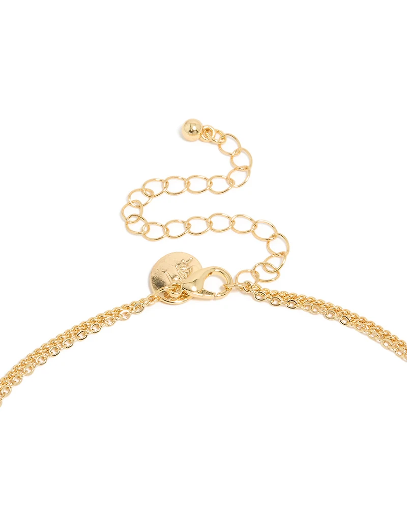 Collier infini en zircone cubique plaqué or et collier à couches croisées
