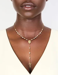 Collier cubique en zircone et chapelet de perles plaqués or