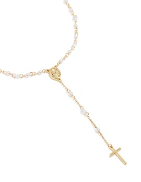 Collier cubique en zircone et chapelet de perles plaqués or