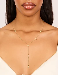 Collier rosaire en croix en zircone en zircone cubique plaqué or