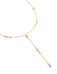 Collier rosaire en croix en zircone en zircone cubique plaqué or