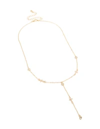 Collier rosaire en croix en zircone en zircone cubique plaqué or