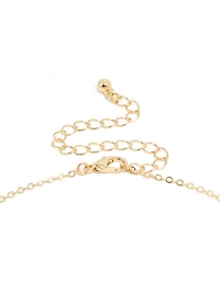 Gold Plated Cubic Zirconia Bezel Set Cross Rosary Necklace