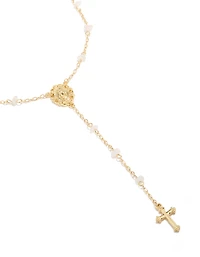 Gold Plated Dainty Semi Precious Stone  Chip Rosary Necklace