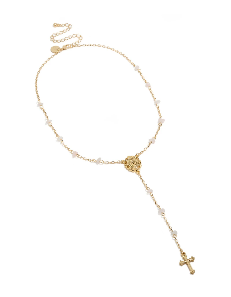 Collier de chapelet semi-précieux plaqué or