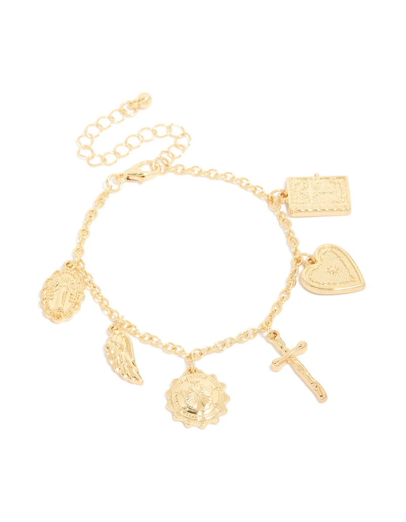 Bracelet ange et croix plaqué or