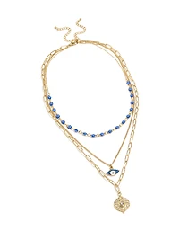 Waterproof Gold Plated Stainless Steel Evil Eye Necklaces 3- Pack
