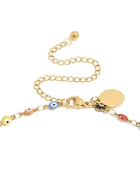 Waterproof Gold Plated Stainless Steel Multicoloured  Evil Eye Charms Necklace