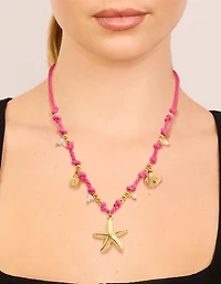 Waterproof Gold Plated Stainless Steel Starfish Cord Charm Necklace