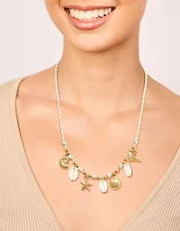 Collier en cordon blanc en acier inoxydable plaqué or imperméable