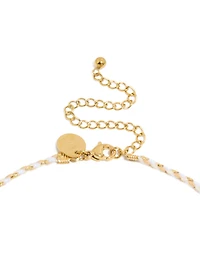 Waterproof Gold Plated Stainless Steel Shell Charm White Cord Necklace