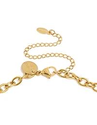 Waterproof Gold Plated Stainless Steel Evil Eye & Turquoise Semi Precious Stone Charm Necklace
