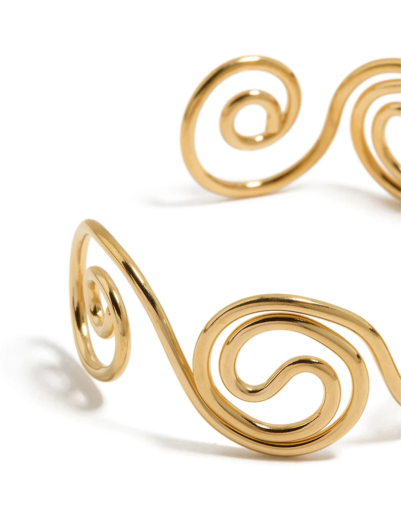 Waterproof Gold Plated Stainless Steel Swirl Bendy Wrist Cuff