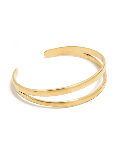 Waterproof Gold Plated Stainless Steel Split Double Layered Wrist Cuff