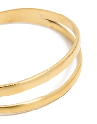 Waterproof Gold Plated Stainless Steel Split Double Layered Wrist Cuff