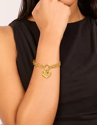 Bracelet en forme de breloques en forme de cœur en acier inoxydable plaqué or imperméable