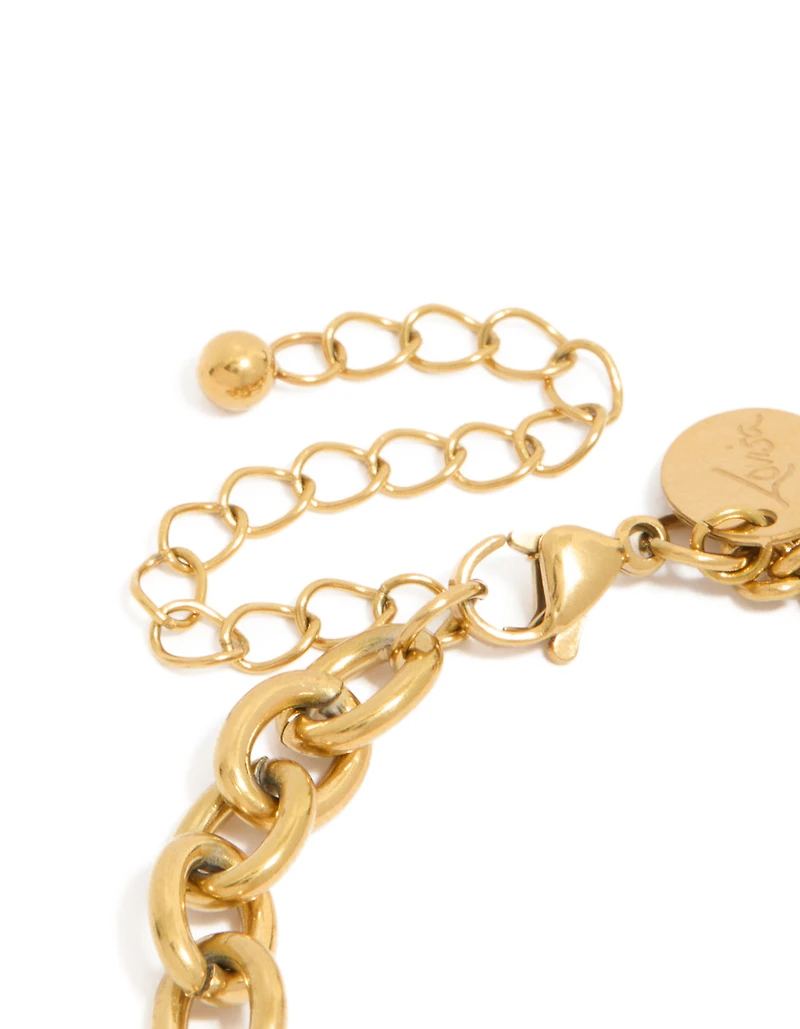 Bracelet en forme de breloques en forme de cœur en acier inoxydable plaqué or imperméable