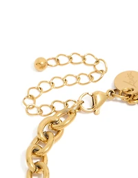 Bracelet en forme de breloques en forme de cœur en acier inoxydable plaqué or imperméable