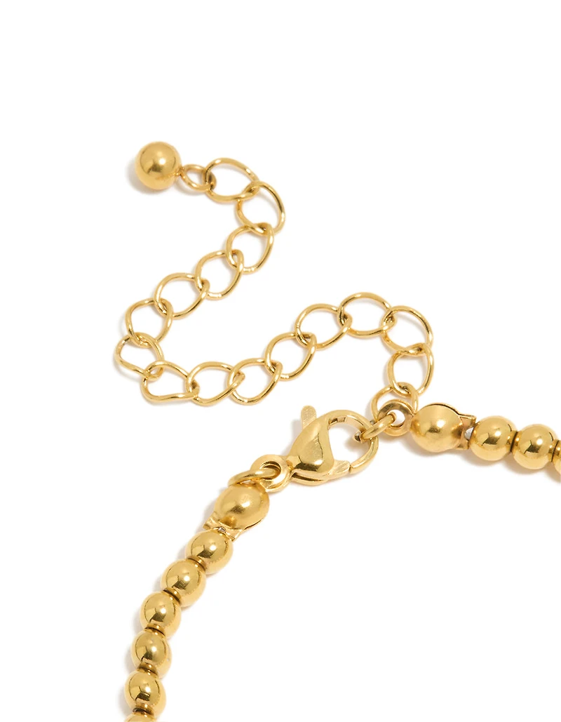 Waterproof Gold Plated Stainless Steel Freshwater Pearl & Shell Ball Bracelet