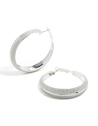 Silver Glitter Hoop Earrings