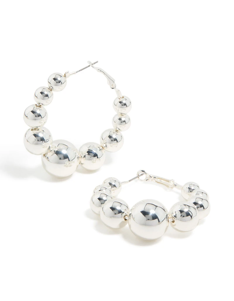 Silver Ball Bubble Hoop Earrings