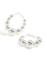 Silver Ball Bubble Hoop Earrings