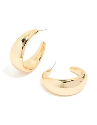 Gold Pear Chubby Hoop Earrings