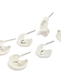 Boucles d’oreilles Huggie concaves à bulles argentées pack de 3