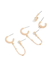 Gold Diamante Chain Hoop Earrings 2-Pack