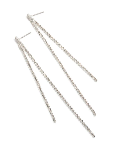 Silver Diamante Dangle Drop Earrings