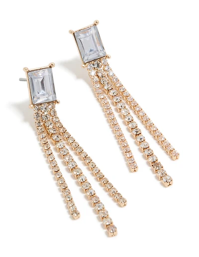 Gold Diamante Dangle Earrings