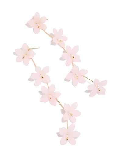 Boucles d’oreilles tombantes aux fleurs dorées roses