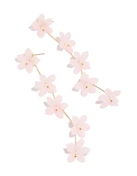 Boucles d’oreilles tombantes aux fleurs dorées roses