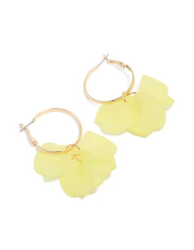 Gold Yellow Acrylic Petal Drop Hoop Earrings
