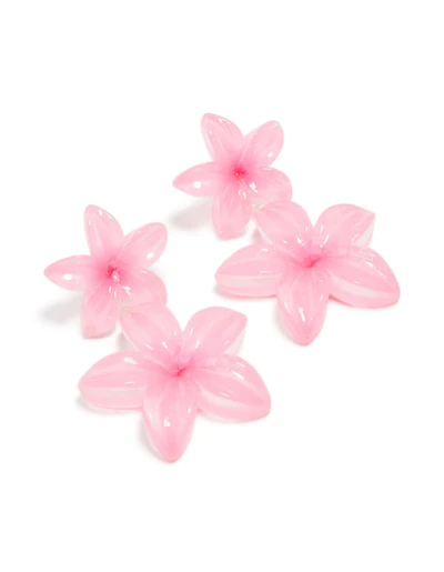 Pink Acrylic Frangipani Flower Drop Earrings