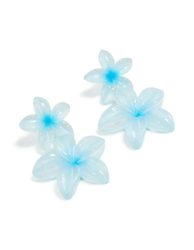 Blue Acrylic Frangipani Flower Drop Earrings