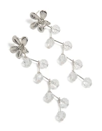 Silver Diamante Zigzag Flower Drop Earrings