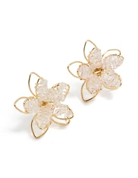 Gold Acrylic Petal Flower Stud Earrings