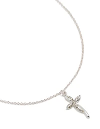 Silver Diamante Twist Cross Pendant Necklace
