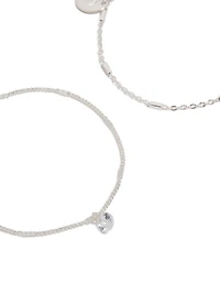 Silver Cubic Zirconia Drop & Chain Bracelets 2-Pack