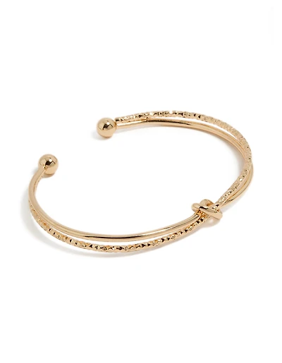 Gold Textured & Smooth Knotted Wrist Cuff