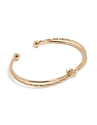 Gold Textured & Smooth Knotted Wrist Cuff