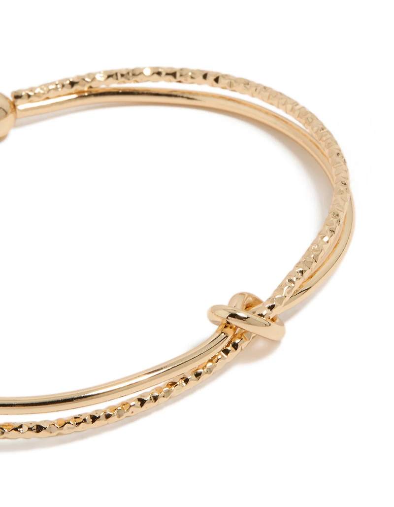 Gold Textured & Smooth Knotted Wrist Cuff