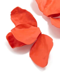 Orange Coated Metal Flower Petal Drop Earrings