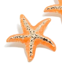Boucles d’oreilles en étoile de mer en métal recouvertes d’orange