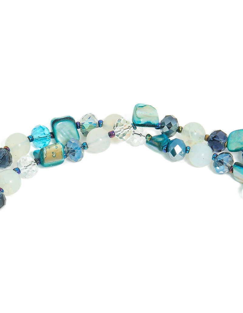Collier bleu irrégulier à double couche