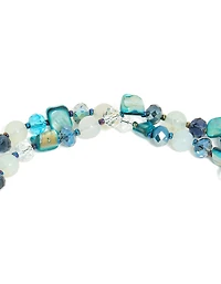 Collier bleu irrégulier à double couche