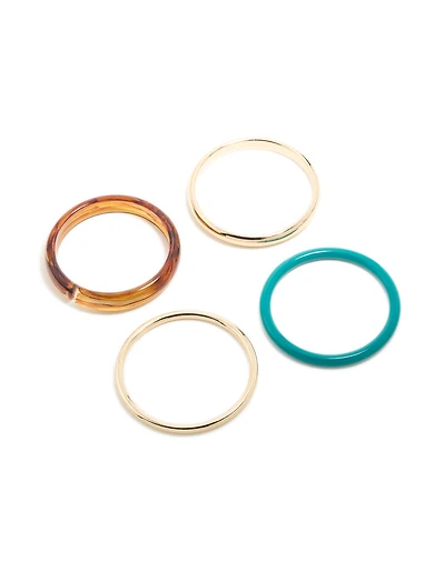 Gold, Brown & Blue Acrylic Bangles 4-Pack